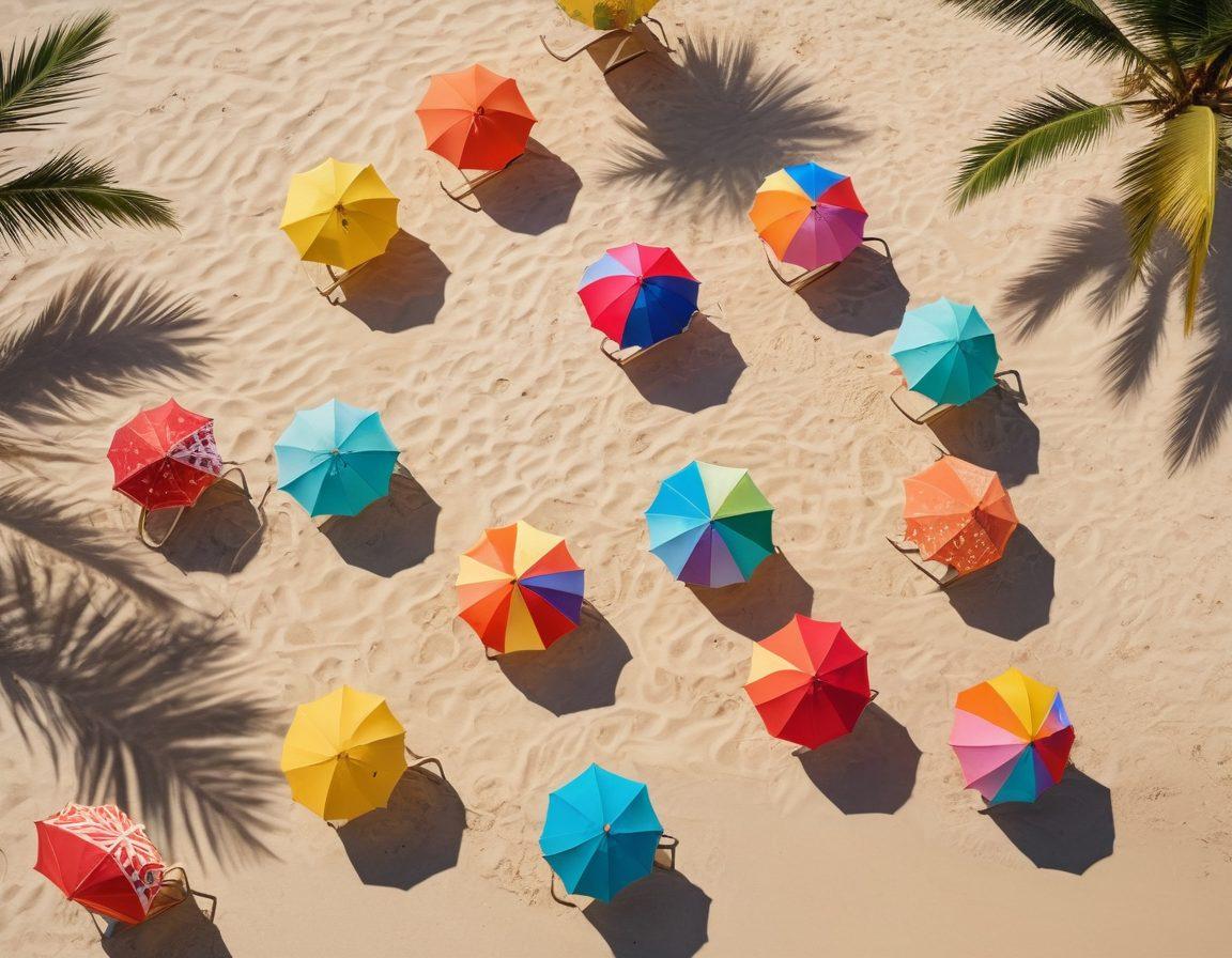 A beautiful beach scene featuring models of diverse ethnicities wearing the latest 2023 bikinis, showcasing vibrant colors and unique styles. Include sun umbrellas, beach towels, and ocean waves in the background, evoking a sunny summer vibe. Add tropical elements like palm trees and colorful beach balls to enhance the festive atmosphere. bright and lively. super-realistic. vibrant colors.